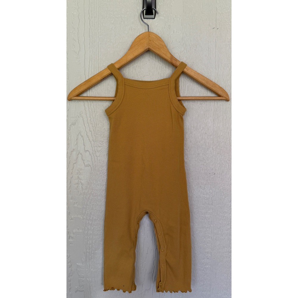 Boutique Grayson Collective Mustard Yellow Ribbed Knit Tank Romper Baby 18M